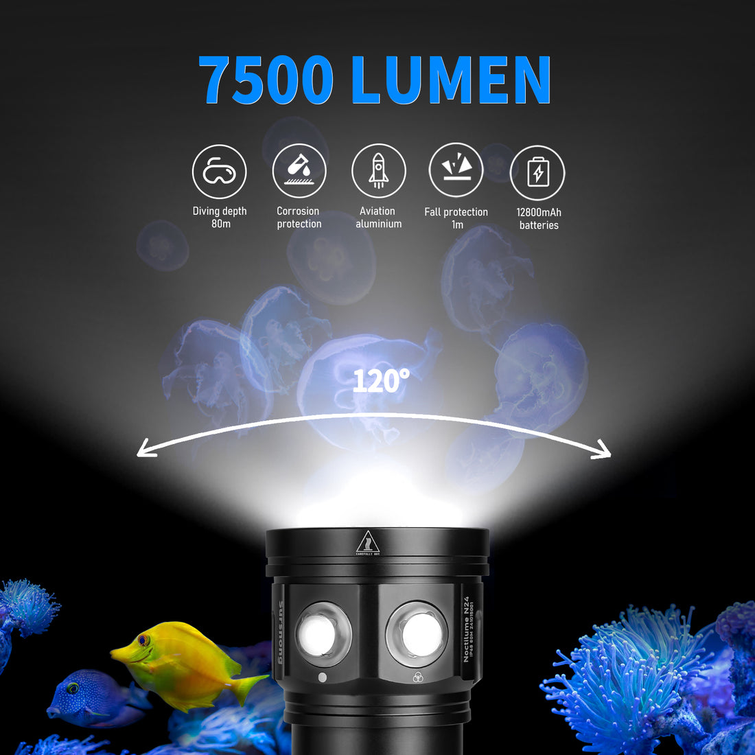 Noctilume N24 7500 Lumens- Professional Underwater Video Light