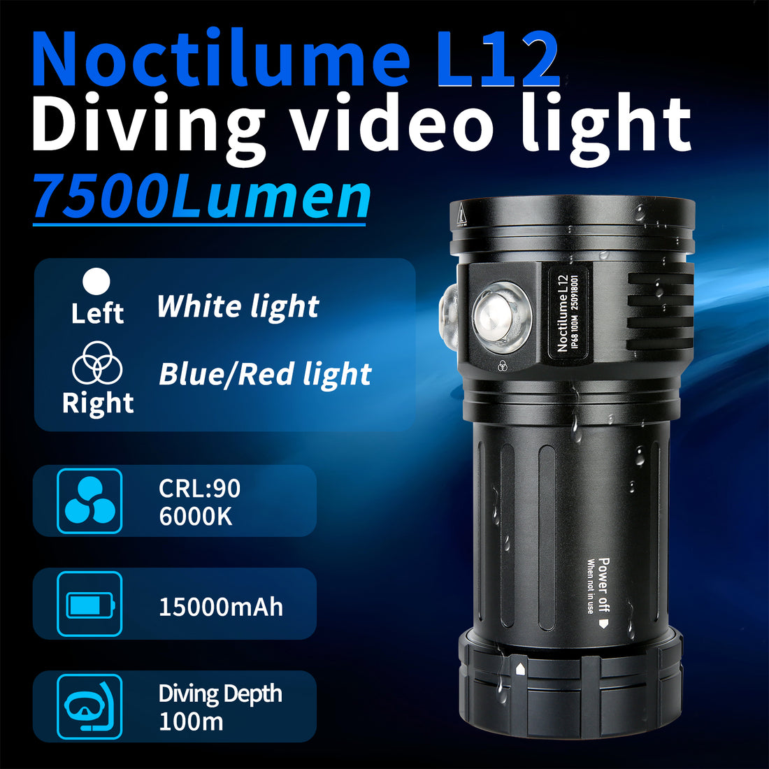 Sursnong Noctilume L12 7500 lumen- Professional underwater video light