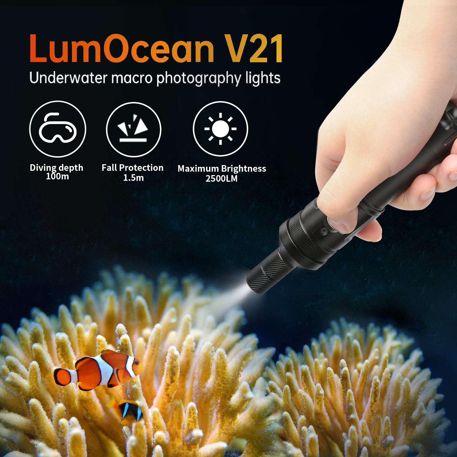 Underwater macro photography lights